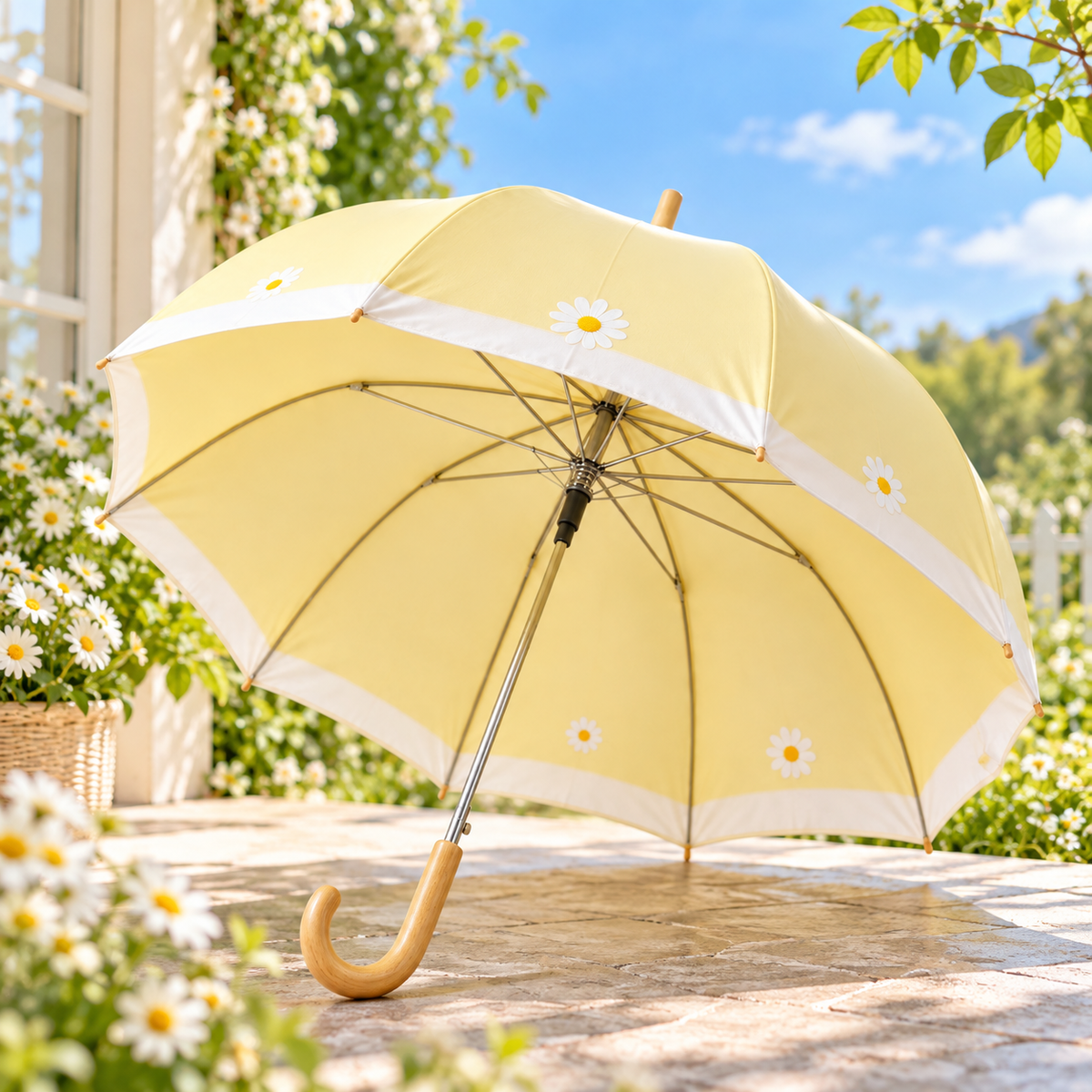 Yellow Daisy Hook-Handle Umbrella