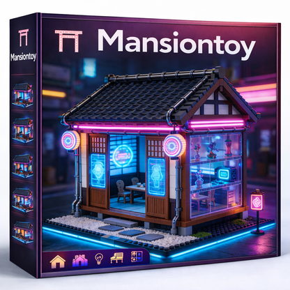 Cyber Neon Street House Building Set
