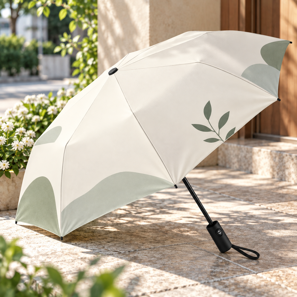 Minimal Botanical Automatic Folding Umbrella